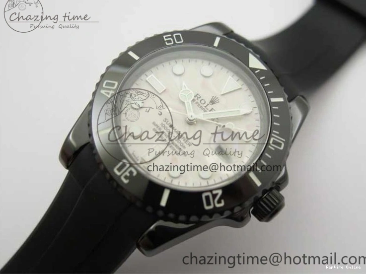 0109 Submariner 40mm Black Ceramic 5GF Best Edition Cream Dial on Black Rubber Strap SA Neat 2470